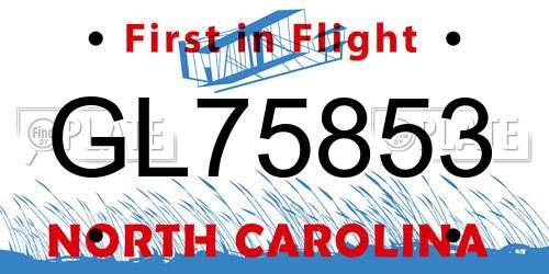 GL75853 North Carolina License Plate