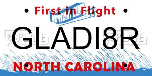 GLADI8R North Carolina License Plate