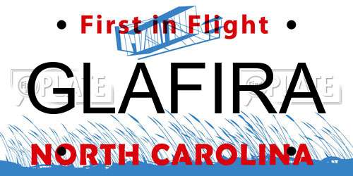 GLAFIRA North Carolina License Plate