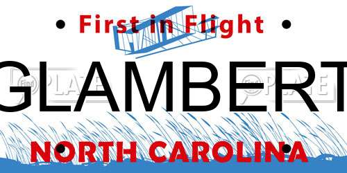 GLAMBERT North Carolina License Plate