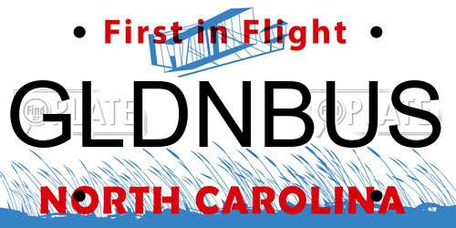GLDNBUS North Carolina License Plate