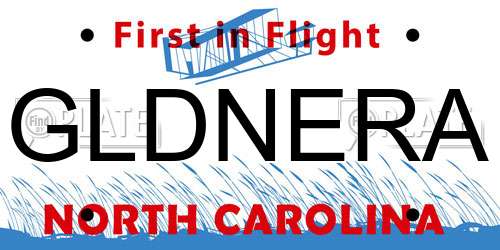 GLDNERA North Carolina License Plate