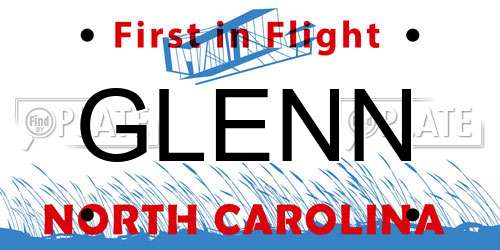 GLENN North Carolina License Plate
