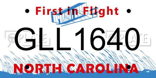 GLL1640 North Carolina License Plate