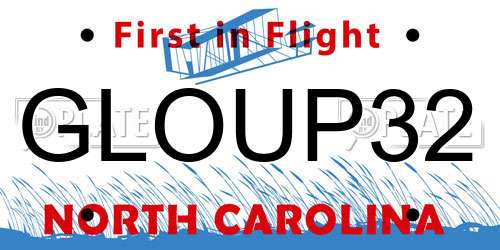 GLOUP32 North Carolina License Plate