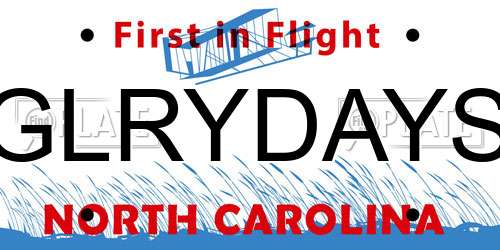 GLRYDAYS North Carolina License Plate