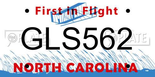 GLS562 North Carolina License Plate