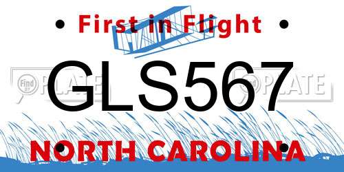 GLS567 North Carolina License Plate
