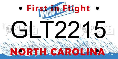 GLT2215 North Carolina License Plate