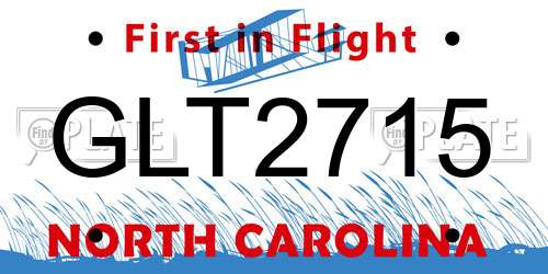 GLT2715 North Carolina License Plate