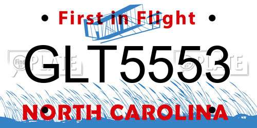 GLT5553 North Carolina License Plate