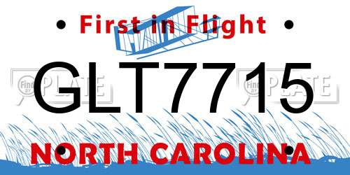 GLT7715 North Carolina License Plate