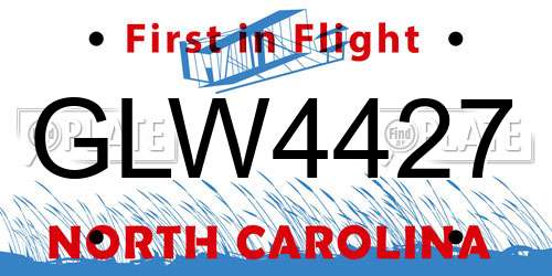 GLW4427 North Carolina License Plate