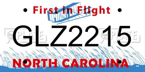 GLZ2215 North Carolina License Plate