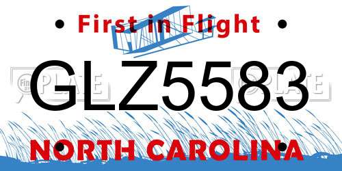 GLZ5583 North Carolina License Plate