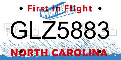 GLZ5883 North Carolina License Plate