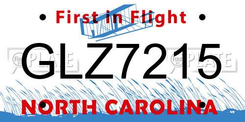 GLZ7215 North Carolina License Plate