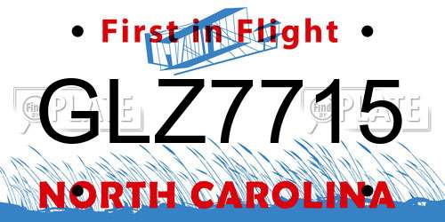 GLZ7715 North Carolina License Plate