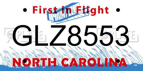 GLZ8553 North Carolina License Plate