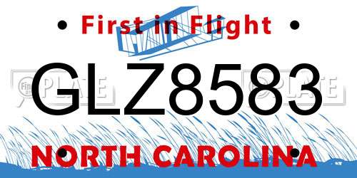 GLZ8583 North Carolina License Plate