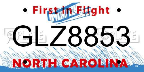 GLZ8853 North Carolina License Plate
