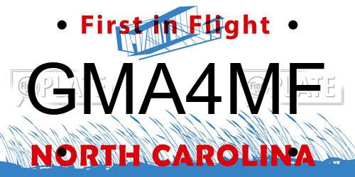 GMA4MF North Carolina License Plate