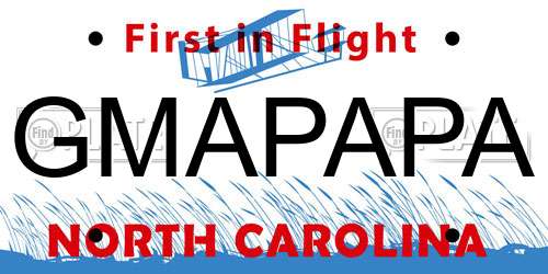 GMAPAPA North Carolina License Plate