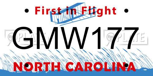 GMW177 North Carolina License Plate