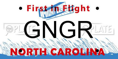 GNGR North Carolina License Plate