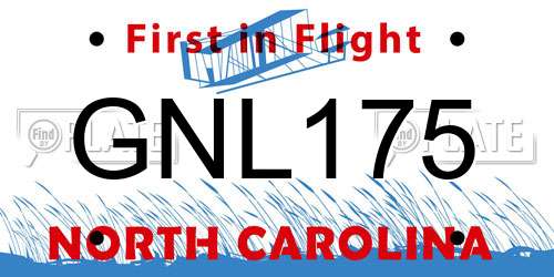 GNL175 North Carolina License Plate