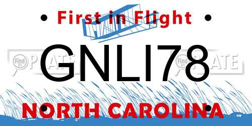 GNLI78 North Carolina License Plate