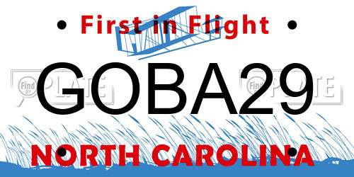 GOBA29 North Carolina License Plate