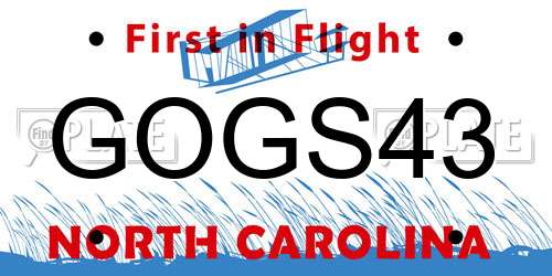 GOGS43 North Carolina License Plate