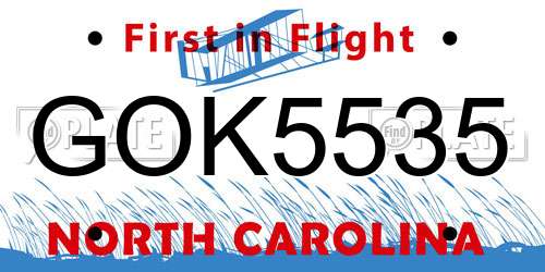 GOK5535 North Carolina License Plate