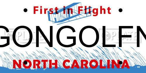 GONGOLFN North Carolina License Plate