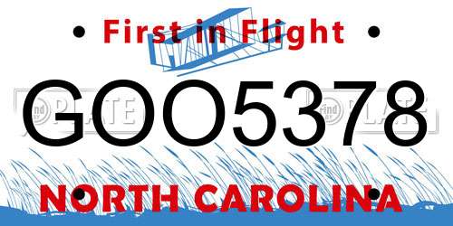 GOO5378 North Carolina License Plate