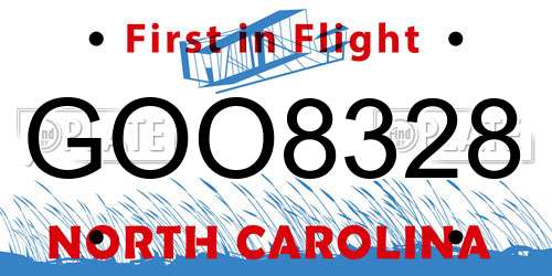 GOO8328 North Carolina License Plate
