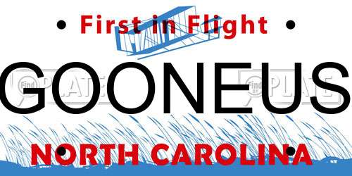 GOONEUS North Carolina License Plate