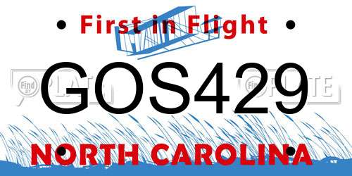 GOS429 North Carolina License Plate