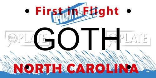 GOTH North Carolina License Plate