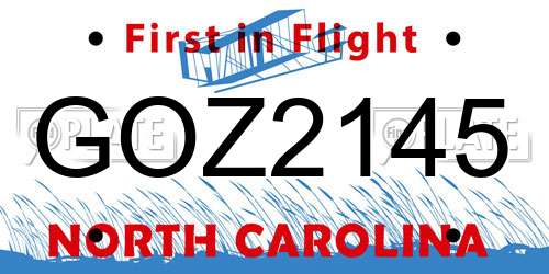 GOZ2145 North Carolina License Plate