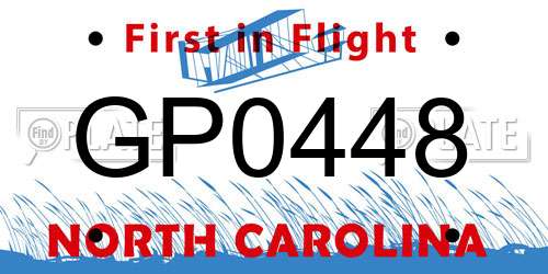 GP0448 North Carolina License Plate