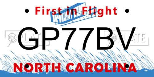 GP77BV North Carolina License Plate