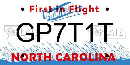 GP7T1T North Carolina License Plate