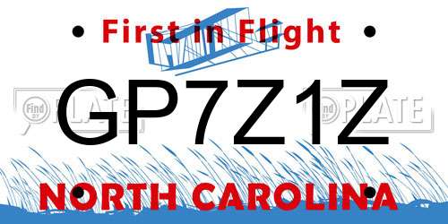 GP7Z1Z North Carolina License Plate