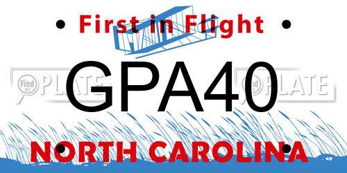 GPA40 North Carolina License Plate