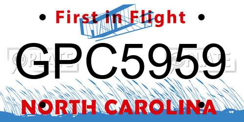 GPC5959 North Carolina License Plate