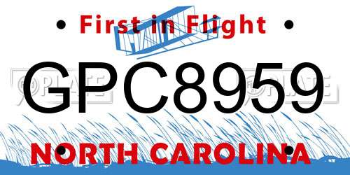 GPC8959 North Carolina License Plate