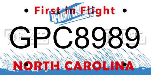 GPC8989 North Carolina License Plate