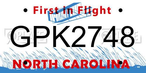 GPK2748 North Carolina License Plate